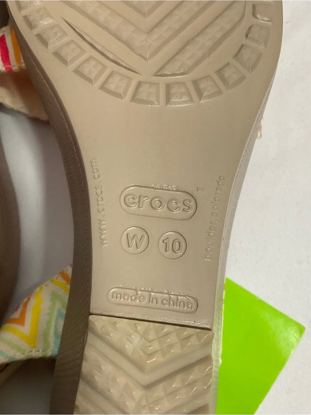 CROCS Women's Pink Sandals with Multi-Color Chevron Straps